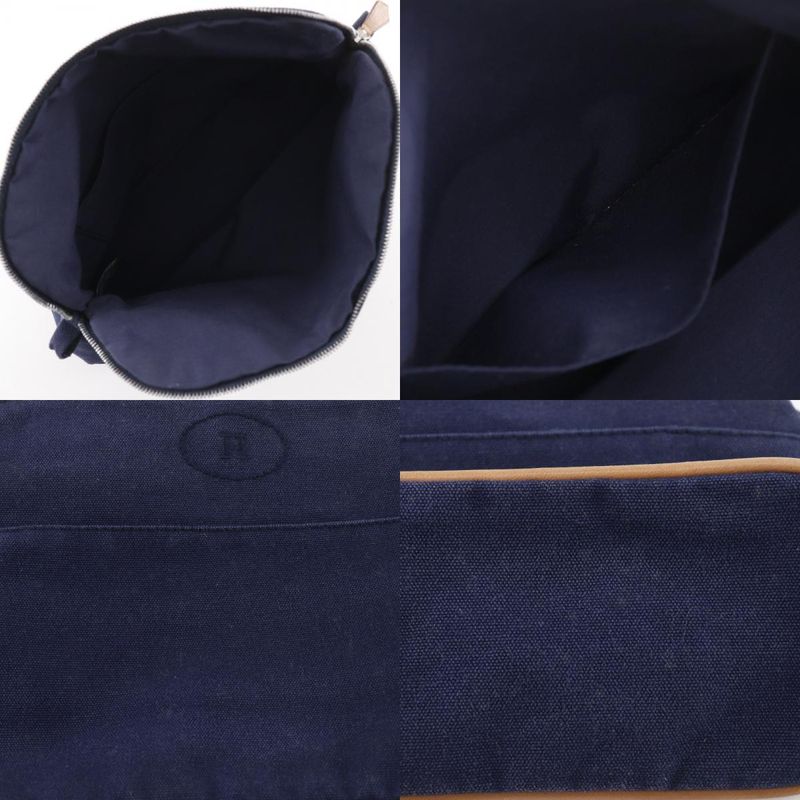 Hermes Bolide Pouch 25 Cotton Canvas Navy Blue — view 8