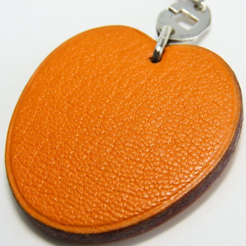 Hermes Bag Charm Leather Silver 925 Orange Hardware Accessories Small — view 4