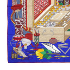 Hermes Carre 140 LES Tresors D UN Artiste Scarf Cashmere Silk Blue — view 5