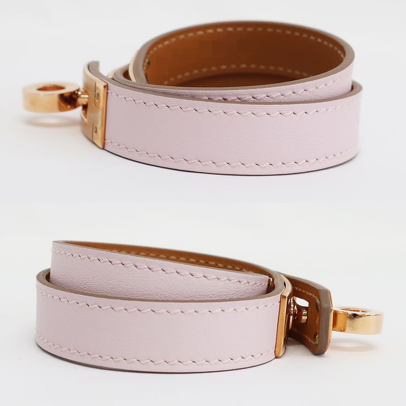 Hermes Kelly Double Tour Bracelet Mauve Peel Gold Hardware — view 4