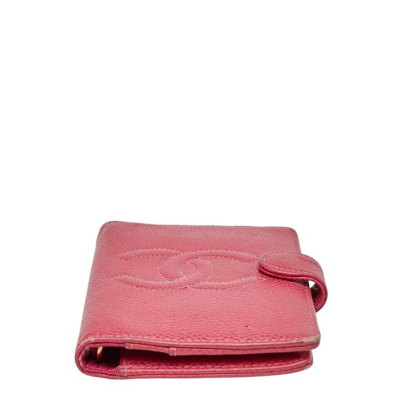 Chanel Coco Mark Notebook Cover 5 Hole Pink Caviar Leather — view 4