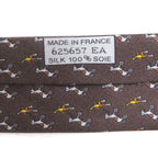 Hermes 100% Silk Jockey & toy Horse All Over Regular Tie Brown — view 7