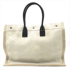 Saint Laurent Rive Gauche Canvas Leather Tote Beige Large Capacity Travel — view 3