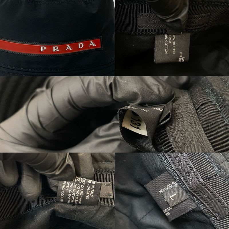 Prada Sports Logo Cotton Bucket Hat Accessory L Black 84155 — view 2