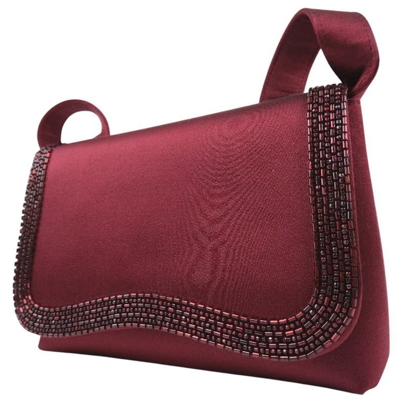 Chanel Party Bag Satin And Rhinestone Bordeaux Shoulder — view 2