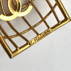 Chanel CC Logo Birdcage Vintage Swing Earrings 2 9 Gold — view 6