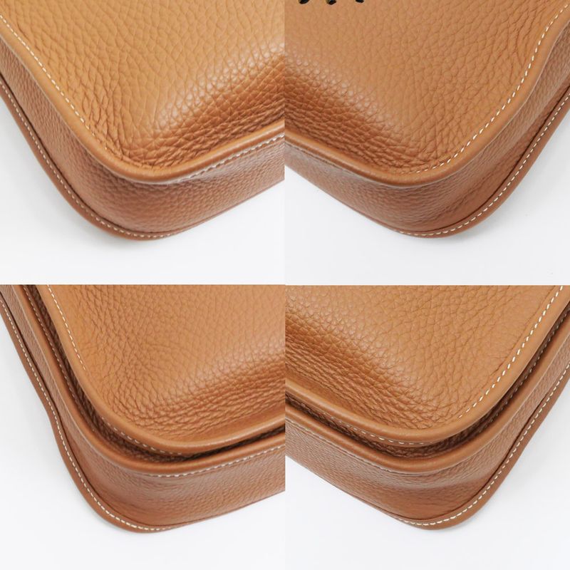 Hermes Evelyne 3 PM Gold Taurillon Clemence W Shoulder Bag Brown — view 4