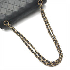 Chanel CC Logo Chain Shoulder Bag Lambskin Double Flap Black — view 7