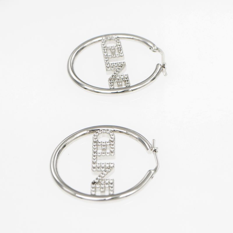 Celine Earrings Hoop Crystal Silver Color Pair Accessories — view 5