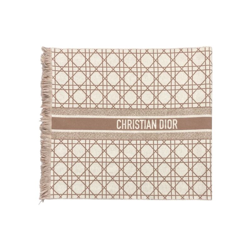 Christian Dior Scarf Cannage 31 Can205 I005 Logo Cashmere Wool Pink White — view 5
