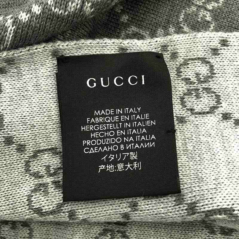 Gucci GG Pattern Allover Wool Scarf Red Navy Gray — view 4