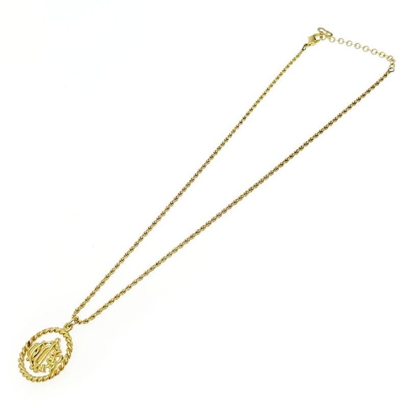Christian Dior GP Emblem Circle Necklace Gold — view 5