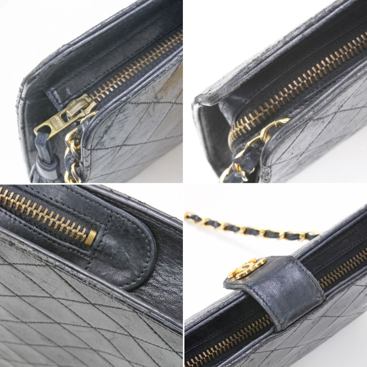 Chanel Shoulder Bag Quilted Chain Scratch Yes Black — view 8