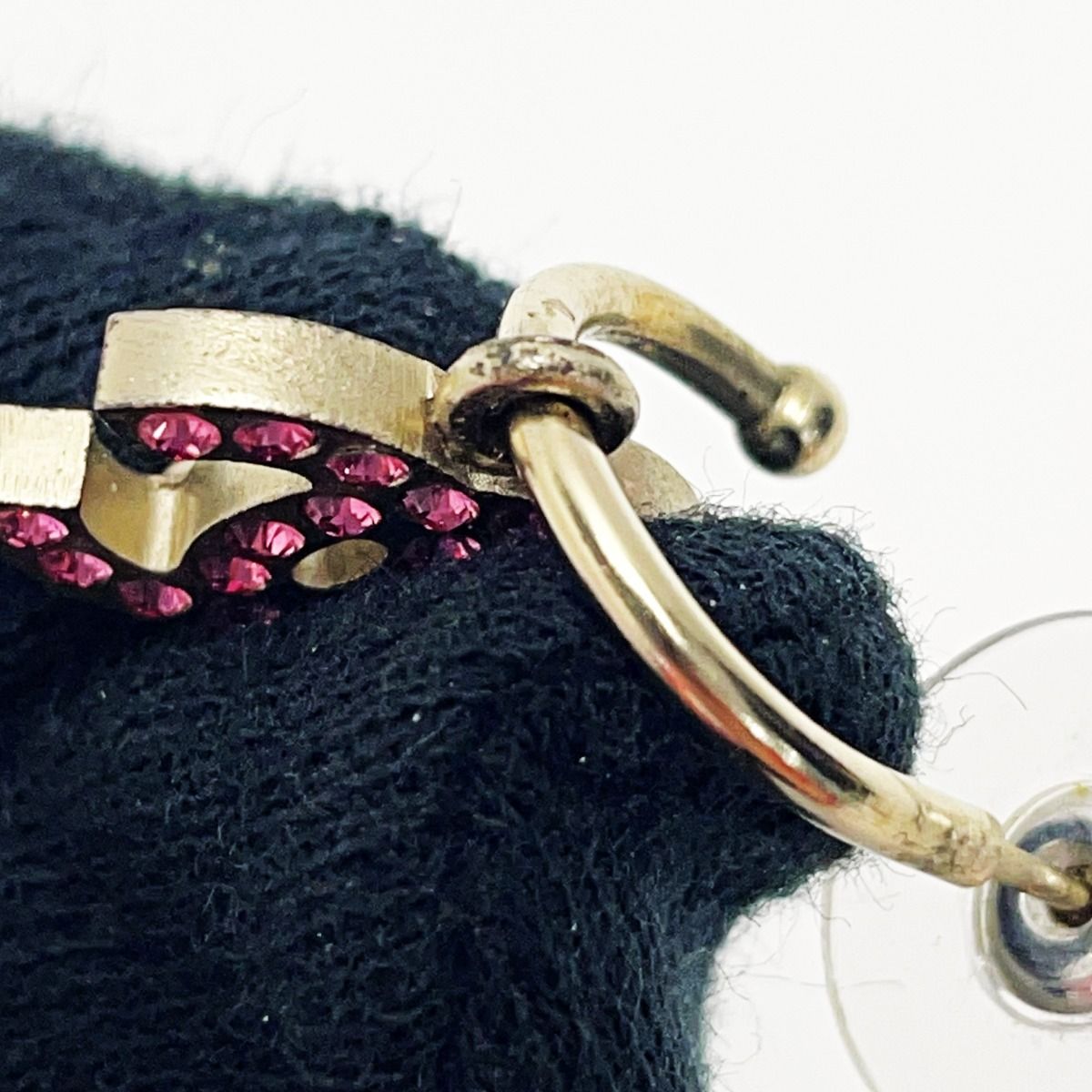 Chanel Coco Mark Gold Pink Earrings Rhinestone GP Accessories — view 8