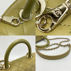 Chanel Quilted Coco Handle XS Handbag Olive Caviar Leather Chain — view 9