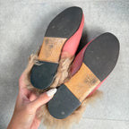 Gucci Prince Town Horsebit Loafer Sandal Fur Slip on Pink Gold Hardware Leather — view 9