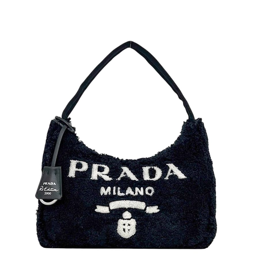 Prada Handbag Terry Black Nero Spugna Re Edition Pile 31 Logo Pouch