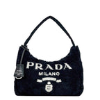 Prada Handbag Terry Black Nero Spugna Re Edition Pile 31 Logo Pouch