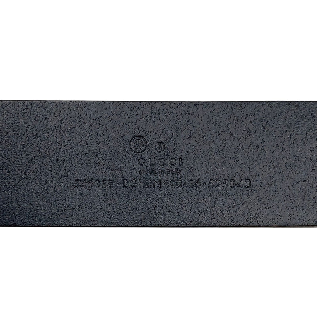 Gucci Interlocking Buckle Leather Black Belt Silver — view 2