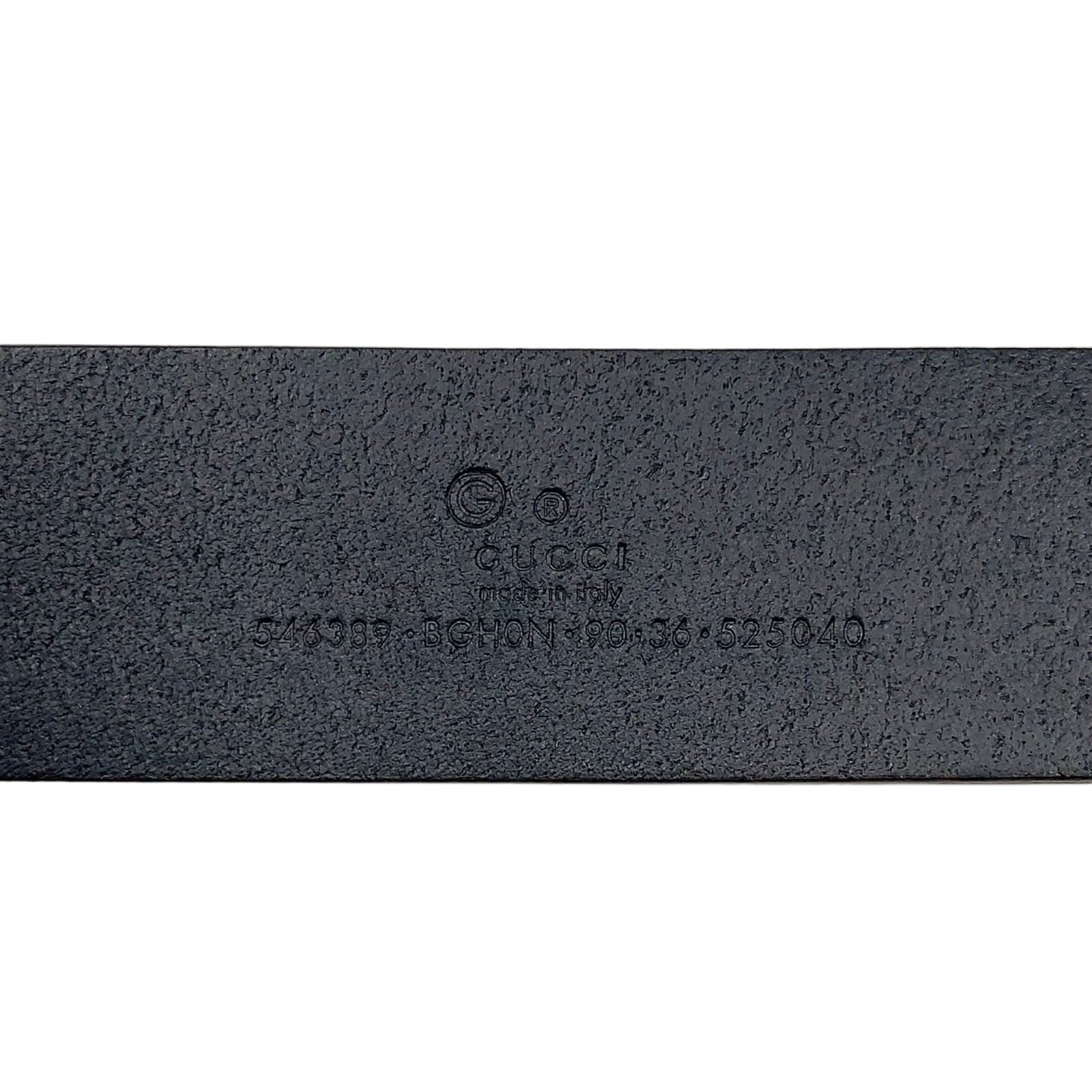 Gucci Interlocking Buckle Leather Black Belt Silver — view 2