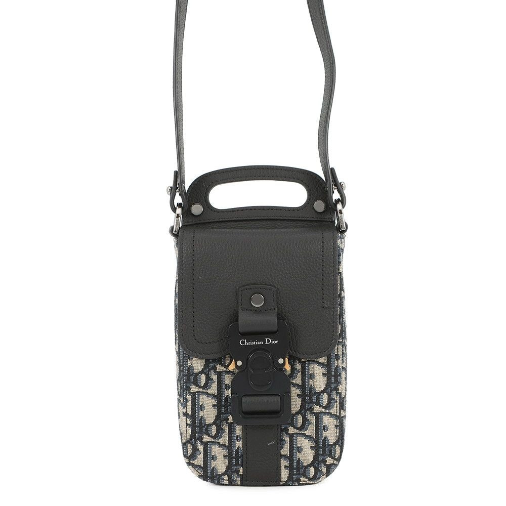 Dior Shoulder Bag Oblique Saddle Vertical Pouch Black Beige Navy