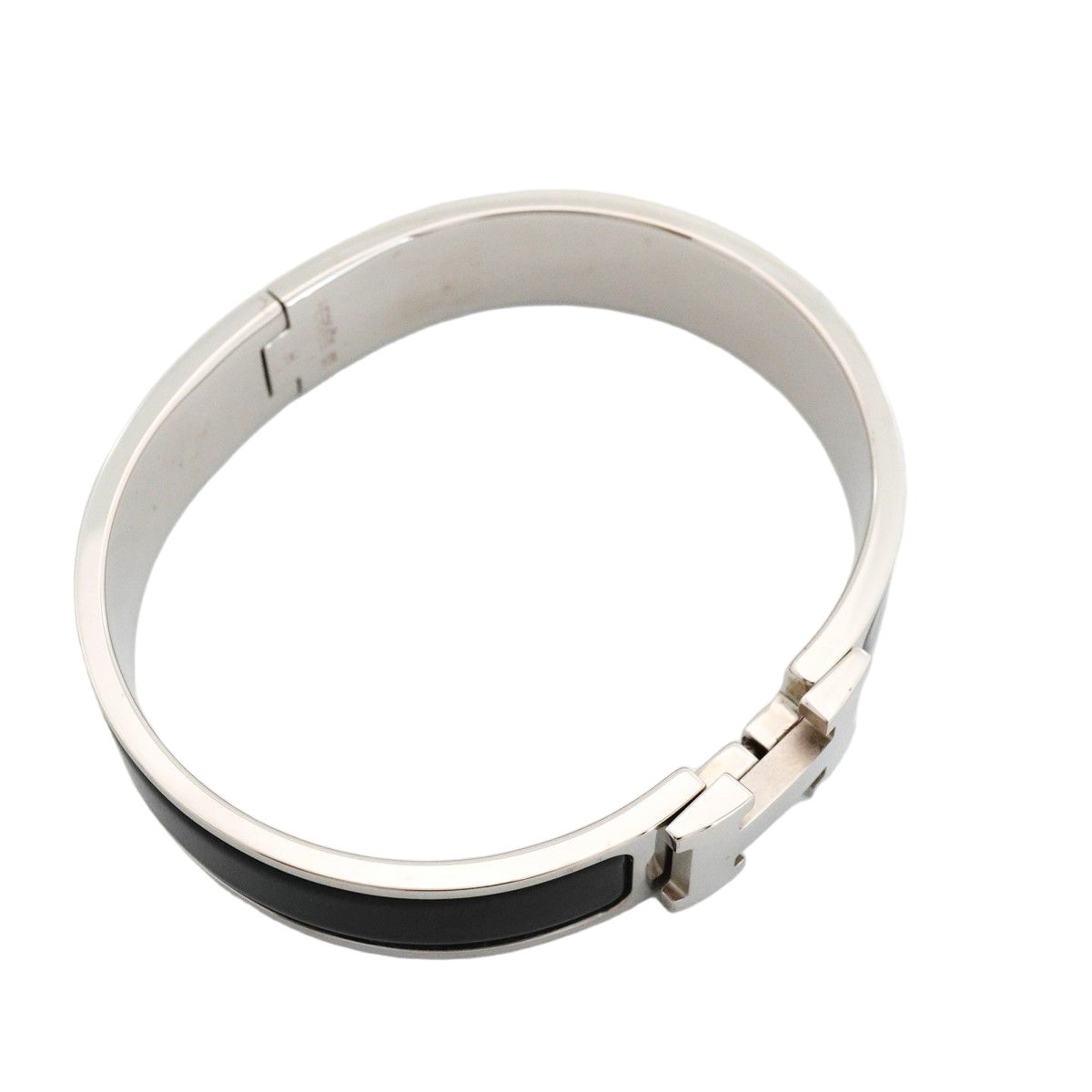 Hermes Bangle Clic Clac PM Metal Silver Black Cles Bracelet — view 2