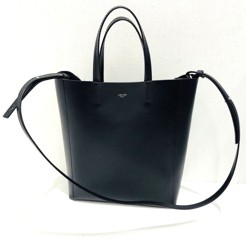 Celine Vertical Cabas Small 2-Way Bag Black Leather Tote Crossbody