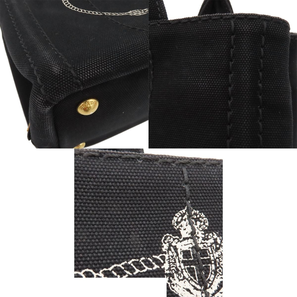Prada Canapa Black Canvas 2-Way Shoulder Bag — view 7