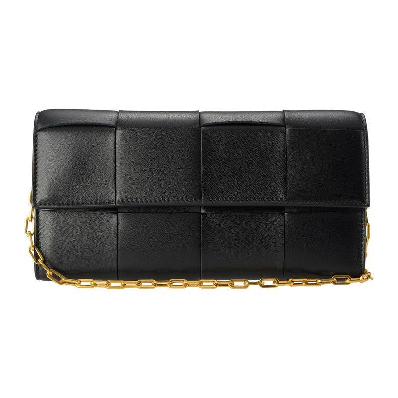 Bottega Veneta Long Wallet Leather Chain Nero