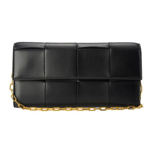 Bottega Veneta Long Wallet Leather Chain Nero