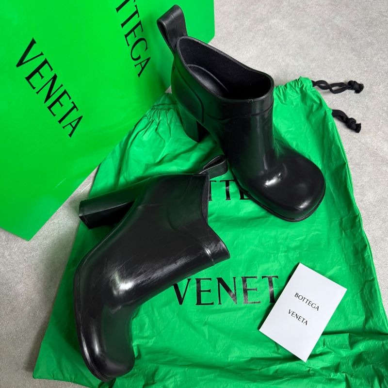 Bottega Veneta Rain Short Boots 38 25 cm Black Storage Bag Rubber