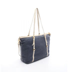 Prada Tote Logo Jacquard Navy Canvas Leather — view 2