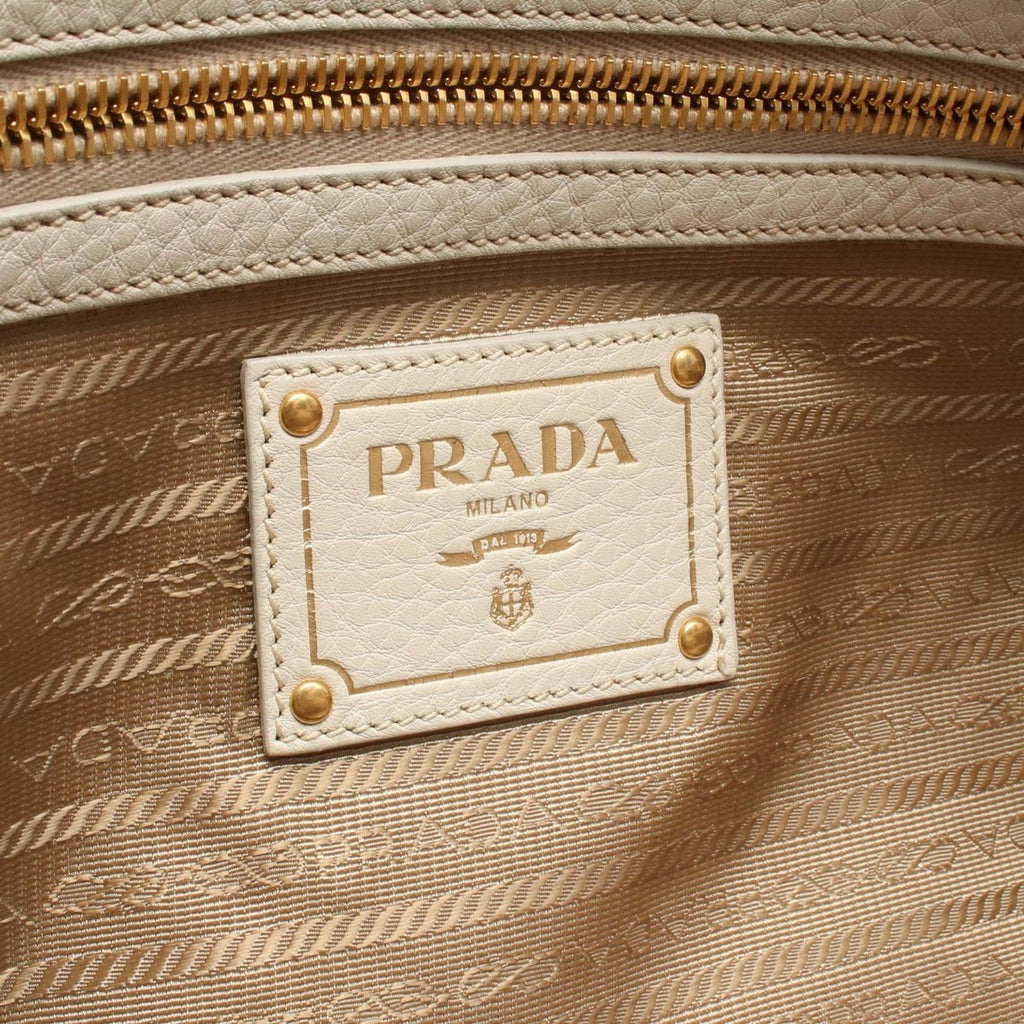 Prada Tote Logo Jacquard Navy Canvas Leather — view 4