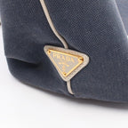 Prada Tote Logo Jacquard Navy Canvas Leather — view 5