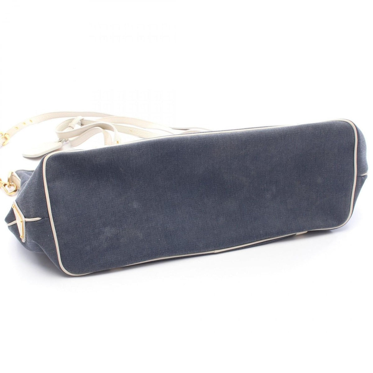 Prada Tote Logo Jacquard Navy Canvas Leather — view 9