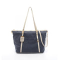 Prada Tote Logo Jacquard Navy Canvas Leather