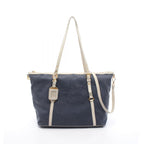 Prada Tote Logo Jacquard Navy Canvas Leather
