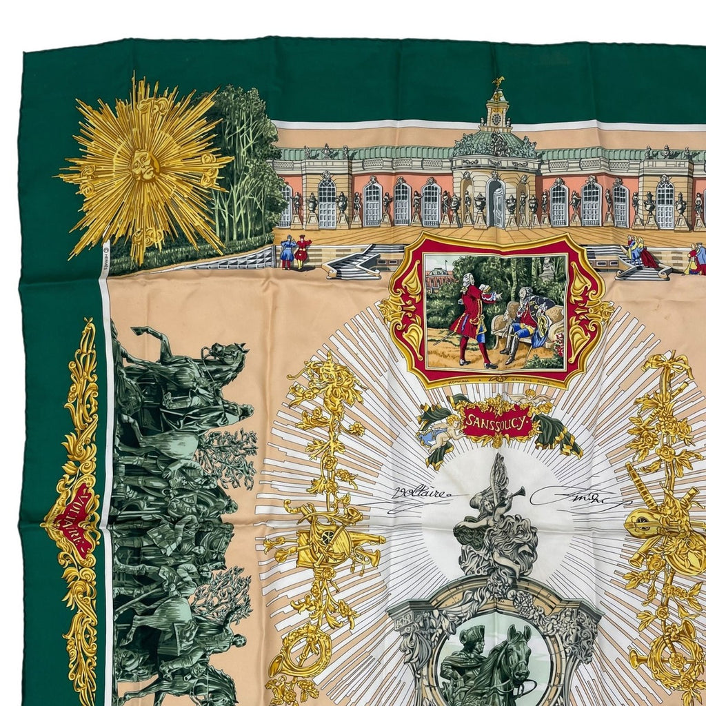 Hermes Scarf Silk Carre 90 Sanssoucy Palace Green — view 2