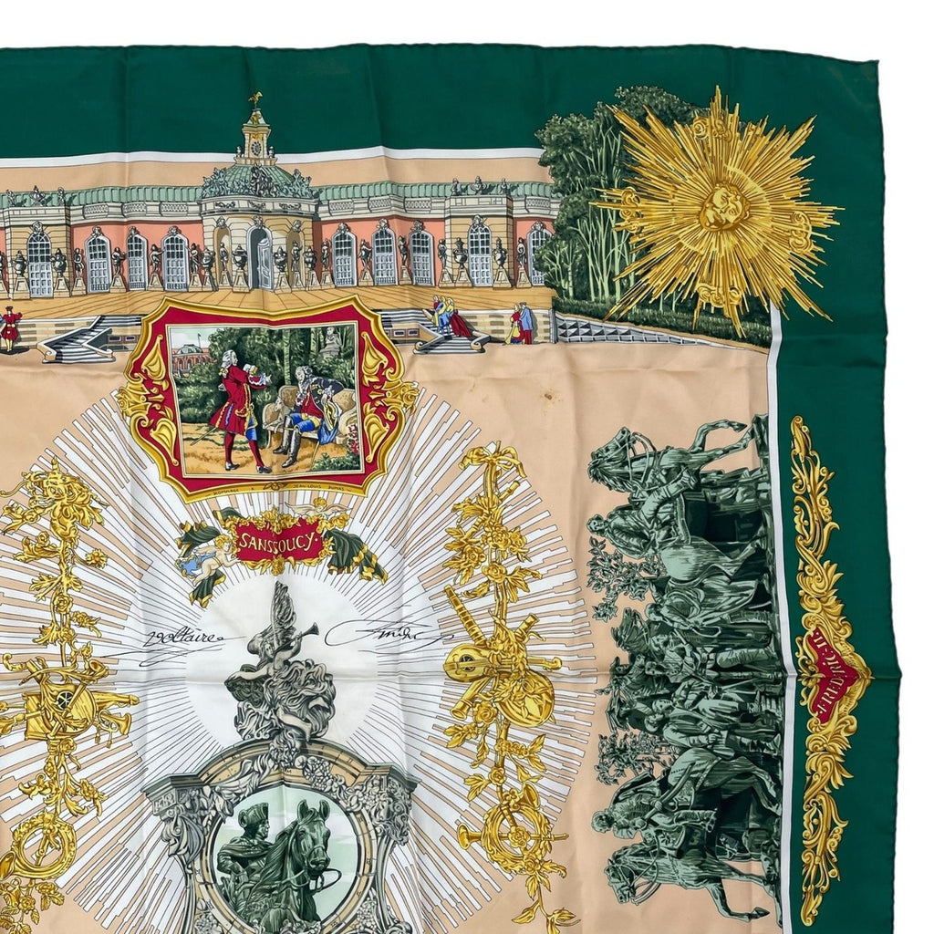 Hermes Scarf Silk Carre 90 Sanssoucy Palace Green — view 3
