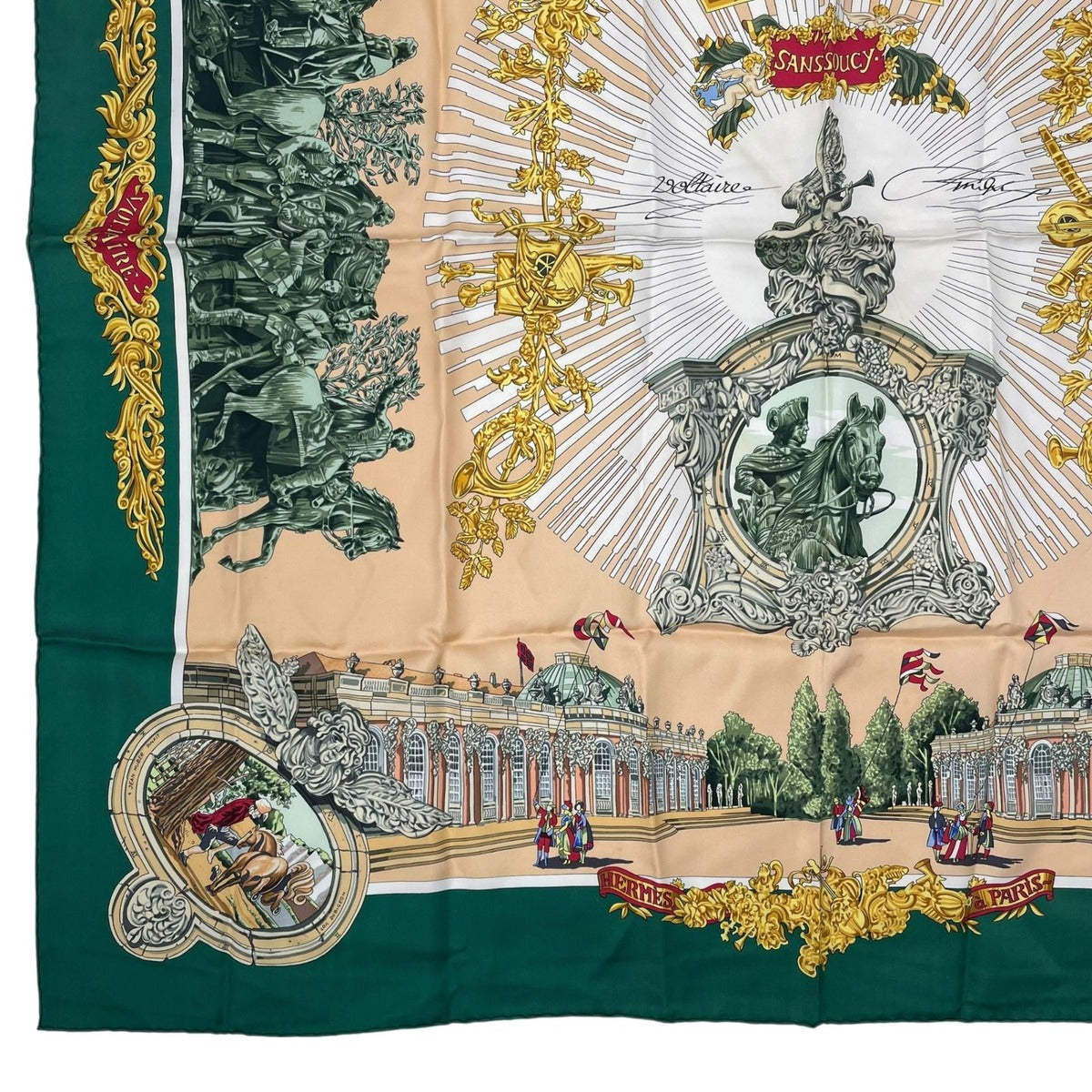 Hermes Scarf Silk Carre 90 Sanssoucy Palace Green — view 4