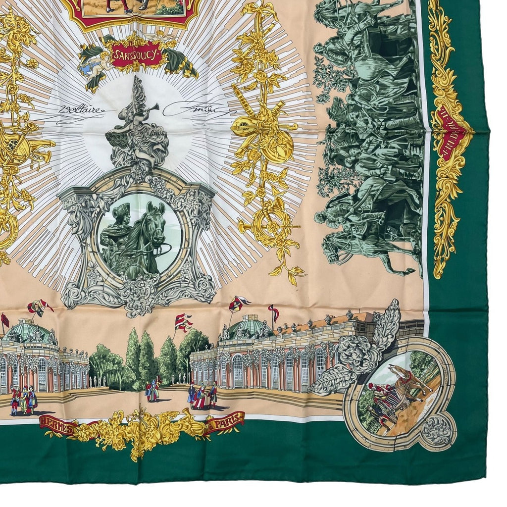 Hermes Scarf Silk Carre 90 Sanssoucy Palace Green — view 5