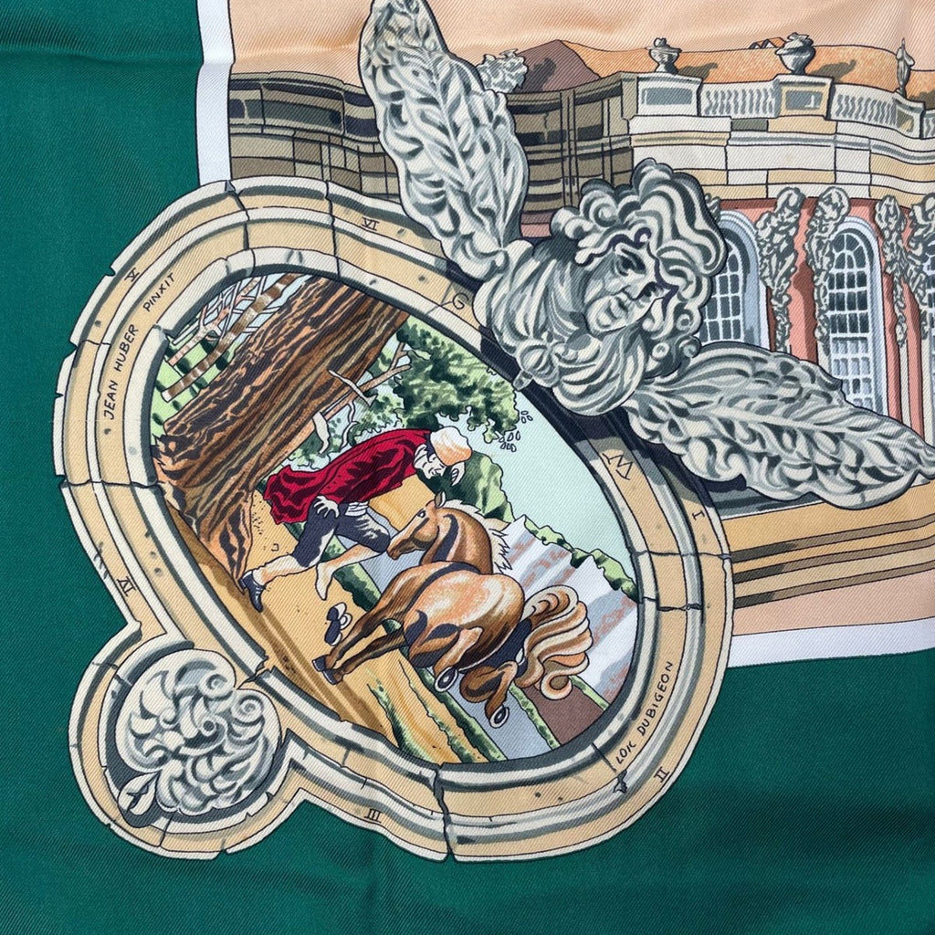 Hermes Scarf Silk Carre 90 Sanssoucy Palace Green — view 8