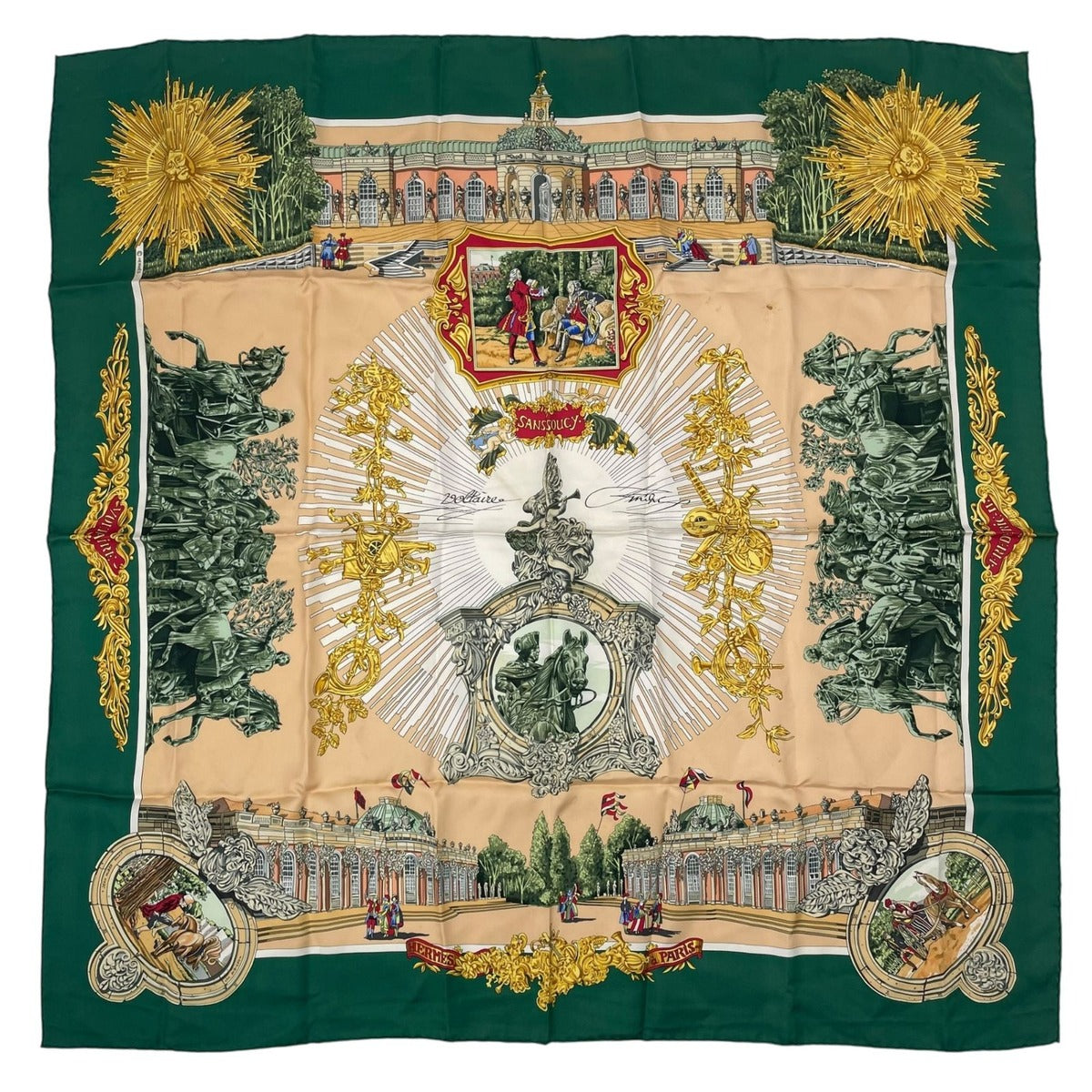 Hermes Scarf Silk Carre 90 Sanssoucy Palace Green