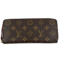 Louis Vuitton Portefeuille Clemence Zip Around Wallet Monogram Brown Fuchsia