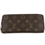 Louis Vuitton Portefeuille Clemence Zip Around Wallet Monogram Brown Fuchsia