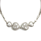 Chanel Necklace Heart Rhinestone Silver 23 B Abb614 Faux Pearl Coco