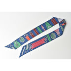 Hermes Twirly Scarf Silk Twill Belt Motif Blue Multi — view 2