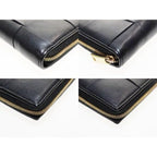 Bottega Veneta Cassette Zip Around Wallet Round Zip Leather Black Aa — view 4