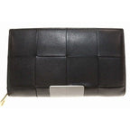 Bottega Veneta Cassette Zip Around Wallet Round Zip Leather Black Aa
