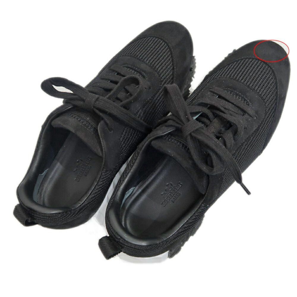 Hermes Bouncing Sneakers 37.5 Black Mesh Leather Shoes — view 7